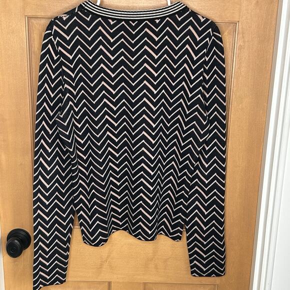 Apiece Apart Knit Top Size L Chevron Lightweight Cotton Sweater Neutrals